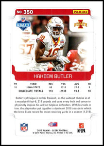 Hakeem Butler 2019 Score Gold Parallel Series Mint Rookie Card #350