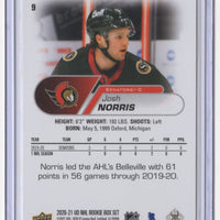 Josh Norris 2020 2021 Upper Deck NHL Star Rookies Card #9
