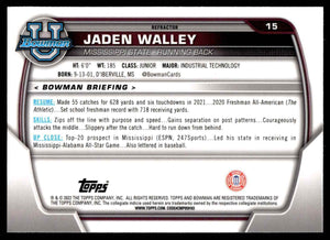 Jaden Walley 2022 Bowman Chrome University Series Mint Card #15