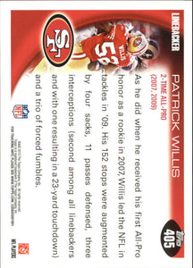 Patrick Willis 2010 Topps Series Mint Card #405