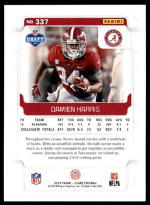 Damien Harris 2019 Panini Score Series Mint Rookie Card #337