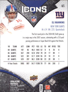 Eli Manning 2008 Upper Deck Icons Series Mint Card #65