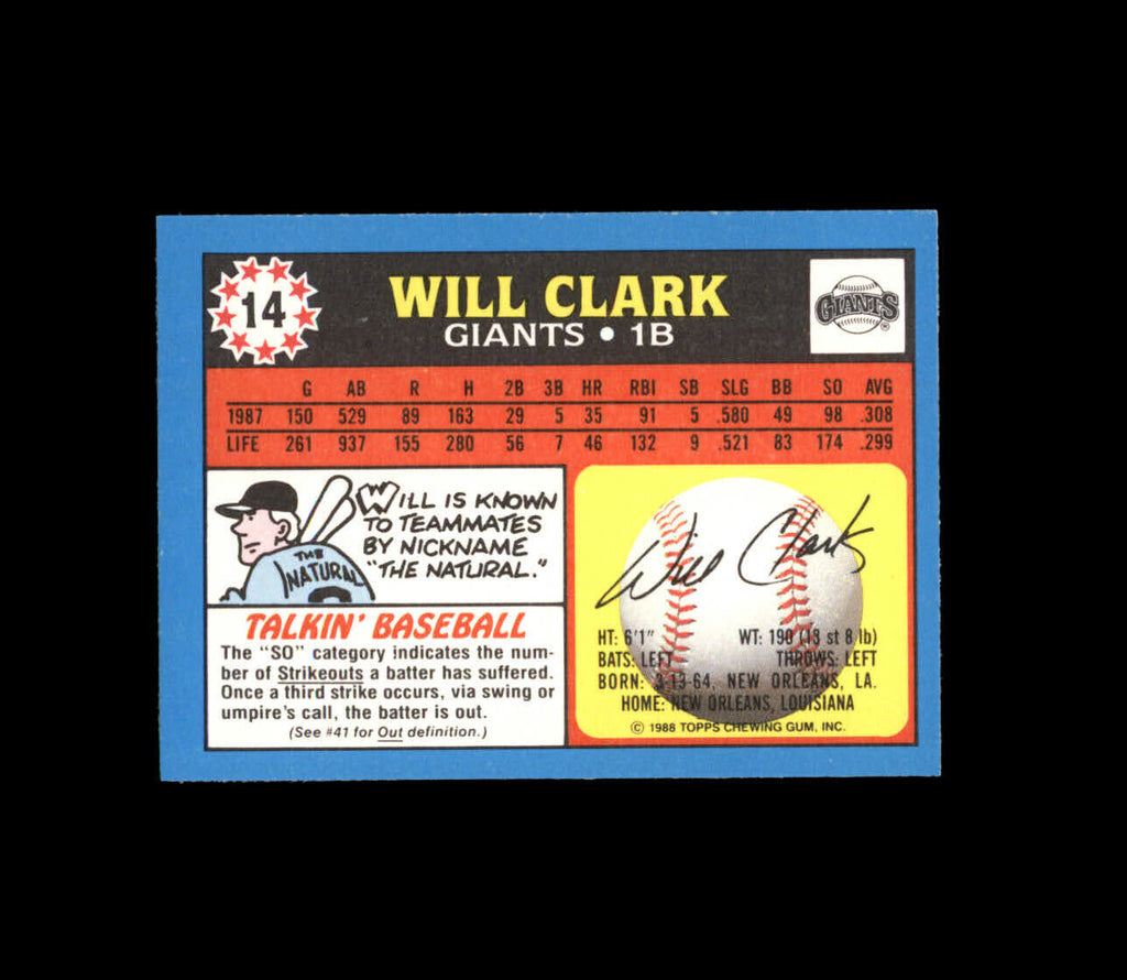 Will Clark 1989 Topps Kay-Bee Superstars of Baseball Series Mint