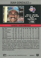 Juan Gonzalez 1991 Leaf Series Mint Card #119
