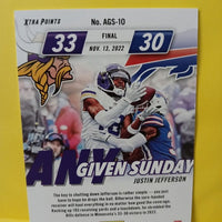 Justin Jefferson 2023 Panini Prestige Any Given Sunday Purple Series Mint Insert Card #AGS-10