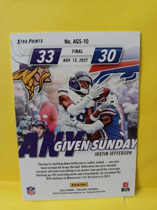 Justin Jefferson 2023 Panini Prestige Any Given Sunday Purple Series Mint Insert Card #AGS-10