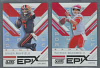 2019 Score Football Epix Season Complete Mint 10 Card Insert Set with Mahomes plus
