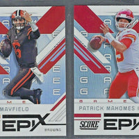 2019 Score Football Epix Season Complete Mint 10 Card Insert Set with Mahomes plus