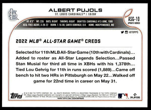 Albert Pujols 2022 Topps Update MLB All-Star Game Series Mint Card  #ASG-10