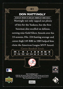 Don Mattingly 2007 SP Legendary Cuts Series Mint Card #61