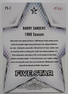 Barry Sanders 2024 SAGE Five Star Silver Series Mint Card #FS-1