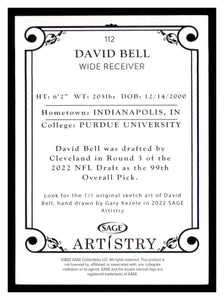 David Bell 2022 Sage Artistry Series Mint Card #112