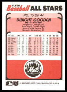 Dwight Gooden 1989 Fleer Baseball All-Stars Series Mint Card #15