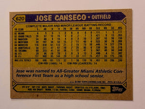 Jose Canseco 1987 Topps Series Mint Card #620