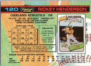 Rickey Henderson 1991 Topps Stadium Club Series Mint Card #120