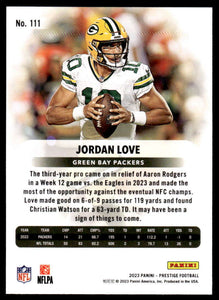 Jordan Love 2023 Panini Prestige Series Mint Card #111