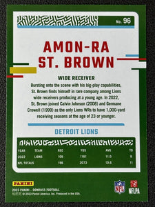 Amon-Ra St. Brown 2023 Donruss Press Proof Blue Series Mint Card #96