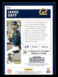 Jared Goff 2017 Panini Contenders Draft Picks Series Mint Card #46