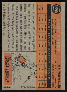 Andy Carey 1960 Topps Series Good Condition Card #196