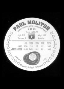 Paul Molitor 1994 King-B Collectors Edition Disc Series Mint Card #2