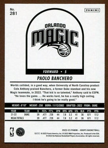 Paolo Banchero 2022 2023 Panini Hoops Tribute Basketball Series Mint Card #281