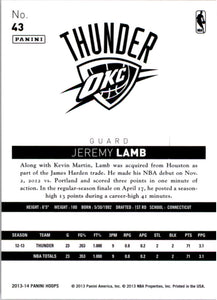 Jeremy Lamb 2013 2014 Hoops Series RED PARALLEL VERSION Mint Card #43