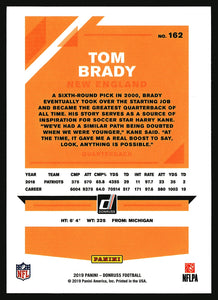 Tom Brady 2019 Panini Donruss Series Mint Card #162