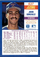 Juan Gonzalez 1990 Score Series Mint Rookie Card #637
