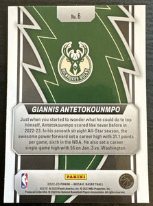 Giannis Antetokounmpo 2022 2023 Panini Mosaic Thunder Road Series Mint Card #6