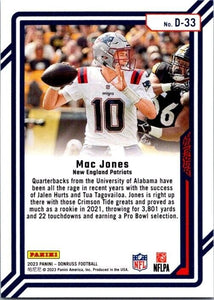 Mac Jones 2022 Donruss Dominators Series Mint Insert Card #D-33