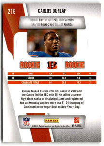 Carlos Dunlap 2010 Panini Prestige Series Mint ROOKIE Card #216