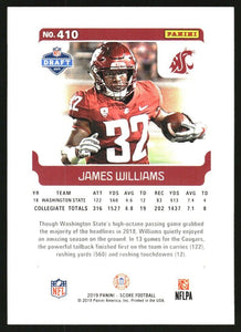 James Williams 2019 Score Gold Parallel Series Mint Rookie Card #410