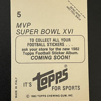 Joe Montana 1982 Topps 2nd Year Super Bowl XVI MVP Foil Sticker #5