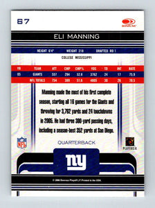 Eli Manning 2006 Donruss Gridiron Gear Series Mint Card #67