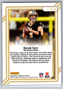 Derek Carr 2022 Donruss Dominators Series Mint Insert Card #D-32