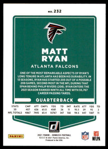 Matt Ryan 2021 Donruss Series Mint Card #232