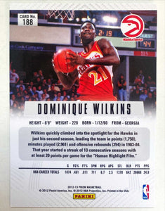 Dominique Wilkins 2012 2013 Panini Prizm Series Mint Card #188  First Year Of Prizm