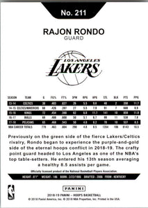 Rajon Rondo 2018 2019 NBA Hoops Series Mint Card #211
