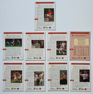 Joe Montana 1993 Pro Line Profiles complete 9 card set.