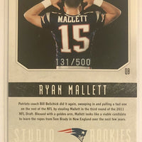 Ryan Mallett 2011 Panini Rookies & Stars Studio Gold Series Mint Rookie Card #18  Only 500 Made