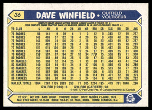Dave Winfield 1987 O-Pee-Chee Series Mint Card #36