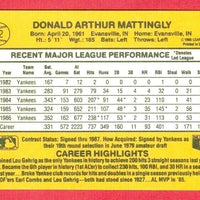 Don Mattingly 1987 Donruss Series Mint Card #52