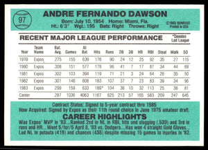 Andre Dawson 1984 Donruss  Series Mint Card #97