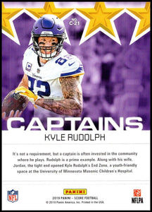 Kyle Rudolph 2019 Score Captains Series Mint Card #C-21