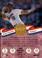 Juan Gonzalez 1993 Donruss MVP Series Mint Card #21
