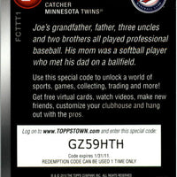 Joe Mauer 2010 Topps Toppstown Gold Code Card Series Mint Card #FCTTT1