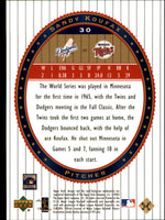 Sandy Koufax 2002 Upper Deck World Series Heroes Series Mint Card #30
