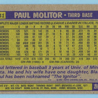 Paul Molitor 1987 Topps Series Mint Card #741