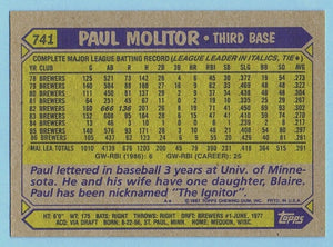 Paul Molitor 1987 Topps Series Mint Card #741