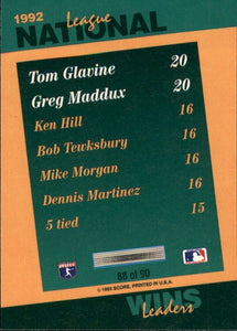 Tom Glavine and Greg Maddux 1993 Score Select Stat Leaders Series Mint Card #88